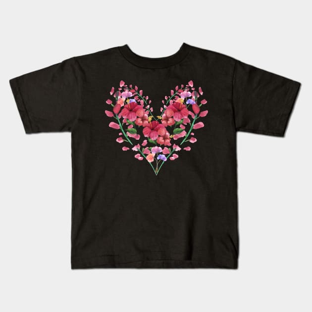 heart flowers gift ideas Kids T-Shirt by sirazgar